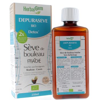 Depurasève bio Détox Sève de bouleau fraîche HerbalGem - flacon de 250ml