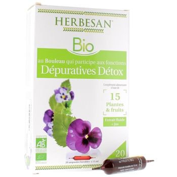 Dépurative détox Bio Herbesan - boite de 20 ampoules