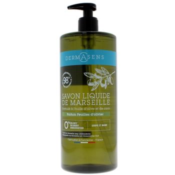 Dermasens Savon liquide de Marseille parfumé Feuilles d'Olivier Marque verte - flacon-pompe de 1L