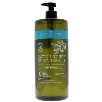 Dermasens Savon liquide de Marseille sans parfum Marque Verte - flacon-pompe de 1L