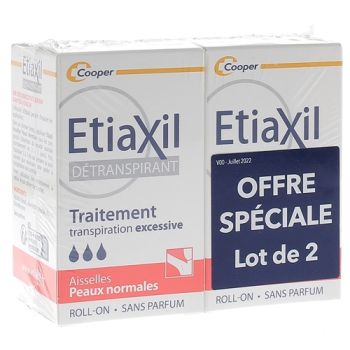 Détranspirant sudo-régulateur peaux normales aisselles Etiaxil - lot de 2 roll-on de 15 ml