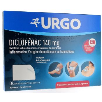 Diclofénac 140 mg Urgo - boîte de 5 emplâtres médicamenteux