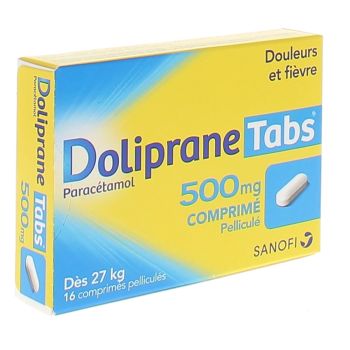 Doliprane Tabs 500 mg comprimé pelliculé - boite de 16 comprimés