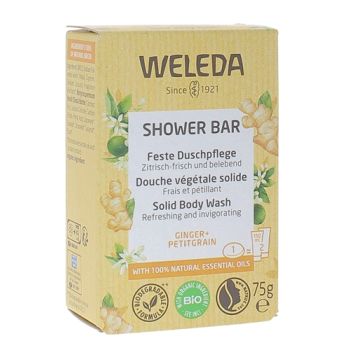 Douche végétale solide Ginger et Petit Grain Weleda - pain de 75g