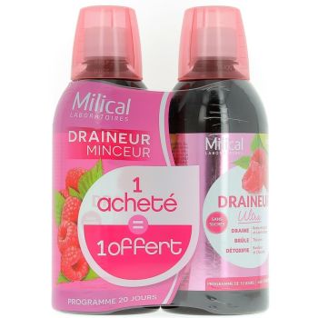 Draineur minceur Ultra framboise Milical - Lot de 2 bouteilles de 500 ml