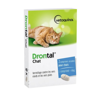 Drontal Chat Vetoquinol - boite de 2 comprimés sécables