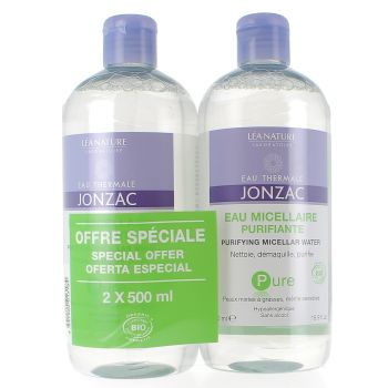 Eau Thermale Jonzac Eau micellaire purifiante Pure Léa Nature - 2 flacons de 500 ml