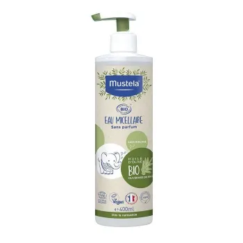 Eau micellaire sans parfum bio Mustela - flacon-pompe de 400 ml