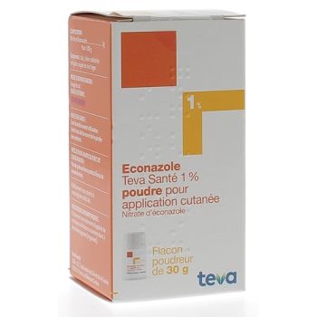 Econazole 1% poudre pour application cutanée TEVA - 1 flacon poudreur 30 g