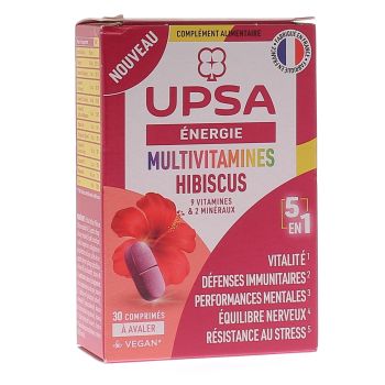 Energie multivitamines hibiscus 5 en 1 UPSA - boîte de 30 comprimés