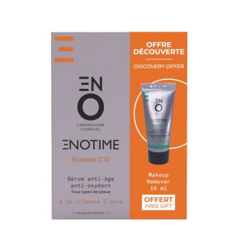 Enotime Booster C10 sérum anti-oxydant ENO laboratoire Codexial - flacon-pompe de 15ml + Makeup remover 15ml offert