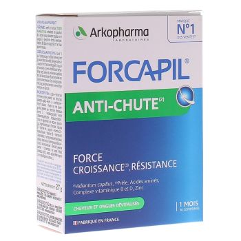 Forcapil Anti-chute cheveux et ongles Arkopharma - boîte de 30 comprimés