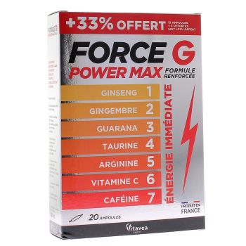 Force G Power Max Vitavea - boîte de 20 ampoules