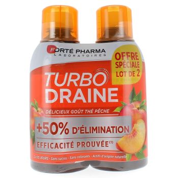 Turbodraine goût thé pêche Forté Pharma - lot de 2 flacons de 500 ml