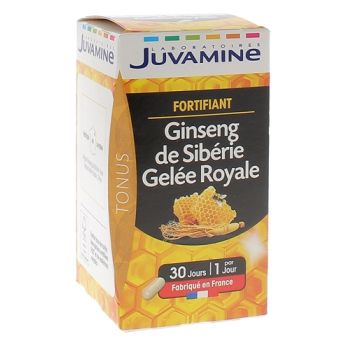 Fortifiant ginseng de sibérie gelée royale Juvamine - boite de 30 gélules