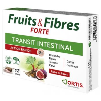 Fruits & Fibres Forte Transit intestinal Ortis - boite de 12 cubes à mâcher