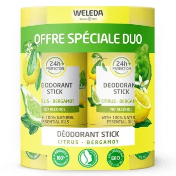 Déodorant stick Citrus Bergamote Weleda - lot de 2 sticks de 50g