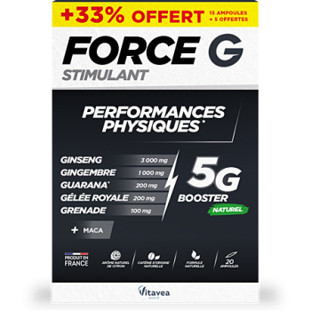 Force G stimulant performances physiques Vitavea - boite de 20 ampoules