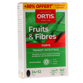 Fruits & Fibres Forte Transit intestinal Ortis - boite de 36 comprimés