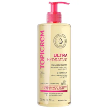 Ultra-hydratant huile de douche Topicrem - flacon-pompe de 500ml