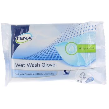 Gants de toilette pré-imprégnés Wet Wash Glove Tena - paquet de 8 gants