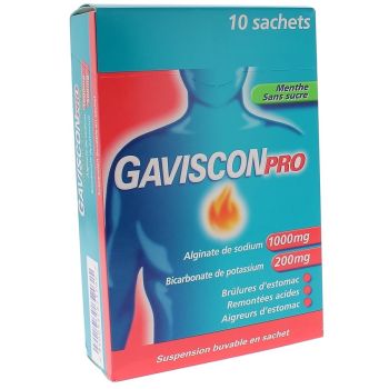 GavisconPro Menthe Sans Sucre - sachets de 10 suspension buvable