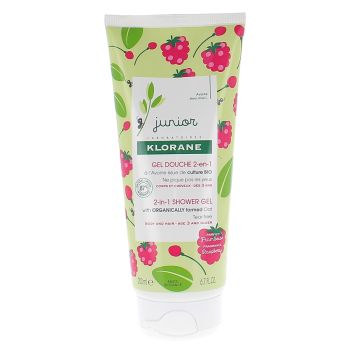 Gel douche 2 en 1 parfum framboise junior Klorane - flacon de 200 ml