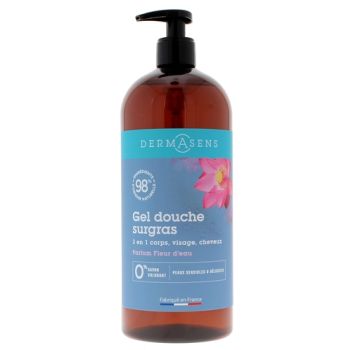 Gel douche surgras peaux sensibles parfum fleur d'eau Dermasens Marque Verte - flacon 1 litre