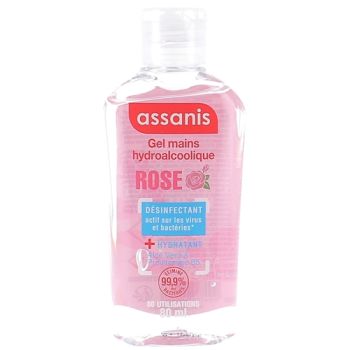 Gel mains hydroalcoolique parfum Rose Assanis - flacon de 80ml