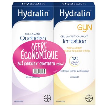 Gel lavant calmant irritation + Gel lavant quotidien Hydralin - lot de 2 flacons de 200ml