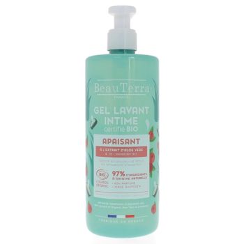 Gel lavant intime certifié bio apaisant Beauterra - flacon-pompe de 500ml