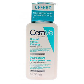 Gel moussant anti-imperfections Cerave - flacon-pompe de 236ml + mini soin offert