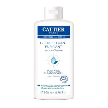 Gel nettoyant purifiant peaux grasses à imperfections bio Cattier - flacon de 200 ml