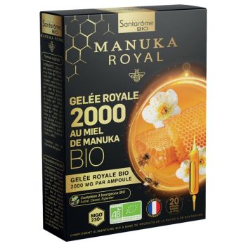 Gelée royale 2000 miel de Manuka bio Santarome - boîte de 20 ampoules