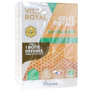 Gelée royale Bio 1800 mg Nutrisanté - Lot de 3 boites de 10 ampoules