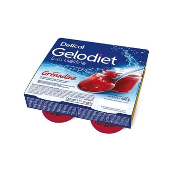 Gelodiet Eau gélifiée saveur grenadine Delical - lot de 4 pots de 120g