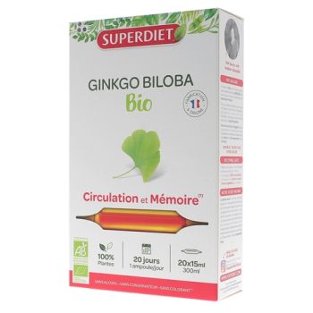 Ginkgo Biloba bio Super Diet - 20 ampoules de 15 ml