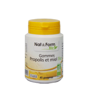 Gommes propolis et miel Nat & Form - boîte de 45 gommes