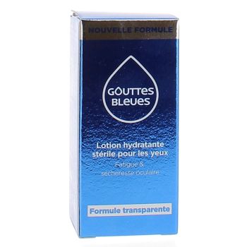 Gouttes bleues lotion hydratante stérile pour les yeux Omega Pharma - flacon de 10ml