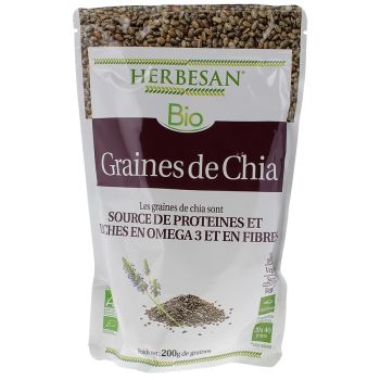 Graines de Chia source de Protéine Herbesan - sachet de 200g de poudre