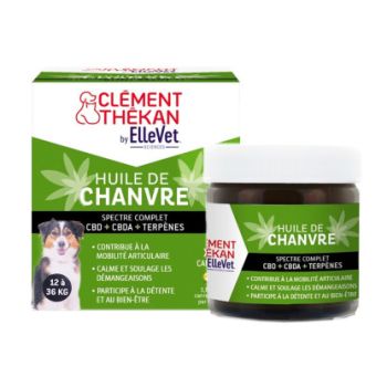 Huile de chanvre chiens 12 à 36kg Clément Thékan - pot de 45 capsules