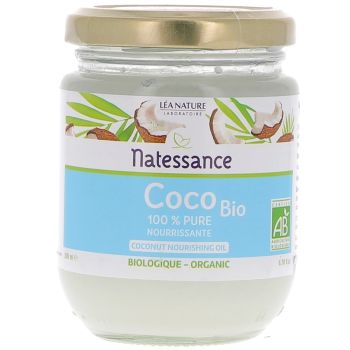 Huile de coco Bio 100% pure Natessance - pot de 200 ml