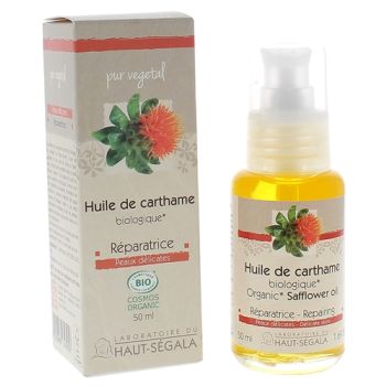 Huile végétale Carthame bio Haut-Ségala - flacon-pompe de 50 ml