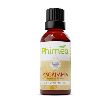 Huile végétale de macadamia bio Phimea - flacon de 50 ml