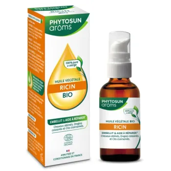 Huile végétale de ricin bio Phytosun Arôms - flacon-pompe de 50ml