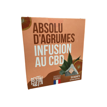 Infusion Absolu d'agrumes au CBD bio Rest In Tizz - boîte de 20 sachets