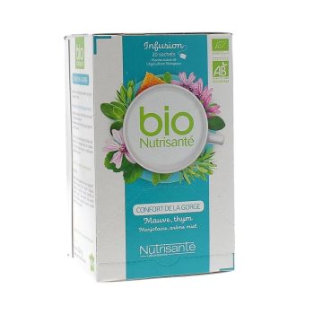 Infusion BIO confort de la gorge Nutrisanté - boîte de 20 sachets