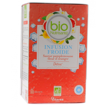 Infusion froide détox saveur pamplemousse-fleur d'oranger bio Vitavea -  boite de 20 sachets