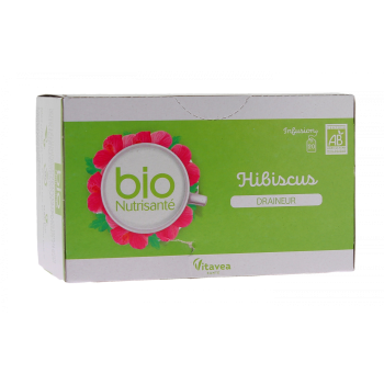 Infusion hibiscus draineur bio Vitavea - boîte de 20 sachets