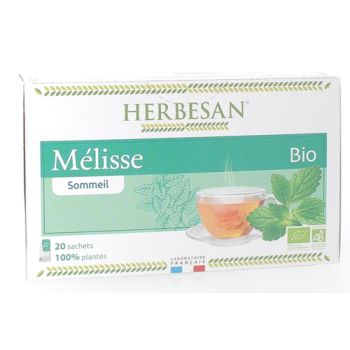 Infusion sommeil mélisse Bio Herbesan - boîte de 20 sachets